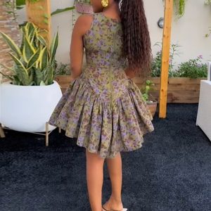 European and American cross-border women's clothing 2025 spring new temperament round neck sleeveless sweet floral irregular short dress – Image 3
