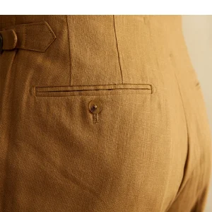 Mr. Lusan summer gentleman Hollywood high-waisted straight pants cotton + 50% hemp breathable adjustment buckle casual pants men – Image 7