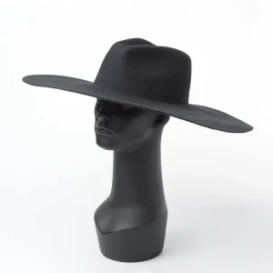 European and American autumn and winter new wool tweed large-brimmed top hat jazz simple fashion stage enlarged along the concave shape hat – Image 4