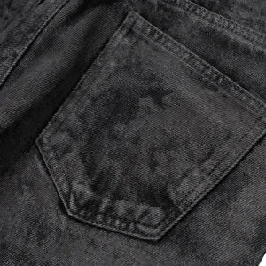CWHAT American High Street RO Style Retro Wash, Distressed Glitter Coated Rubber, Micro Flare Jeans, Men's Wix Pants – Image 8
