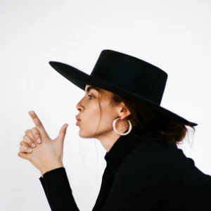 mdeke style autumn and winter new australian niche fashion blogger concave wool felt flat top hat women – Image 3