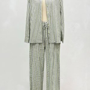 african women's black cross-border amazon fashion casual print long sleeve shirt wide leg trousers two-piece women's autumn set – Image 4