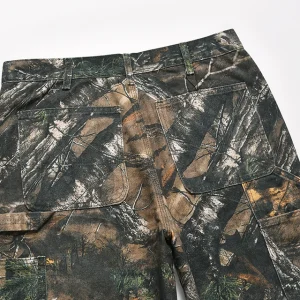 CWHAT High Street Vintage Dead Leaf Leaf Camouflage Print Trendy Brand Loose Straight Leg Logging Denim Long Pants Men – Image 6
