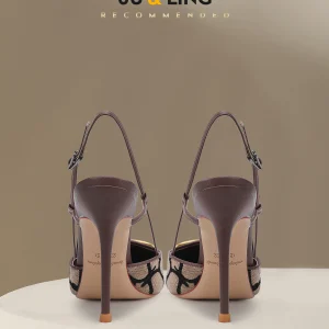 Baotou sandals women's 2024 new metal decoration V-buckle high-end rear straps women's shoes show the surface of the niche style – Image 5