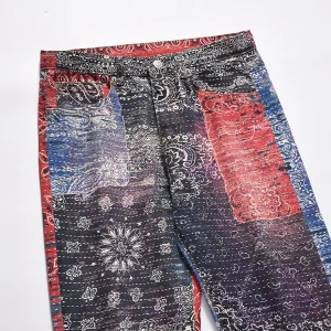 CWHAT High Street 3D Digital Printing Cashew Flower Gradient Fashion Brand Vintage Casual Loose Hip Hop Straight Jeans – Image 5