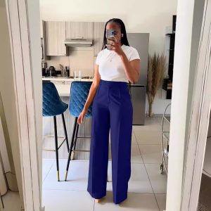 European and American Women's High Waist Straight Leg Casual Pants Spring – Image 3