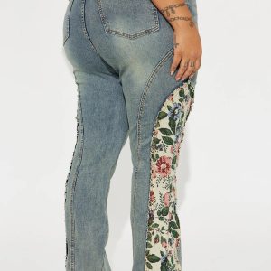 TZ9034 spliced floral denim bell bottoms European and American Amazon cross-border new products – Image 4