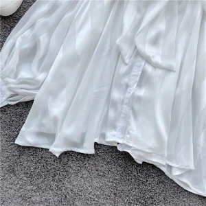 Temperament, celebrity design, niche bow chiffon shirt, women's super fairy balloon sleeves, foreign style, mid-length long-sleeved top – Image 7