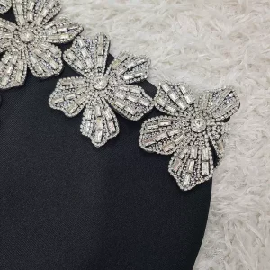 Light luxury, high-end sense shiny rhinestone boat neck, European and American sexy backless bandage tight dress, temperament long skirt – Image 5