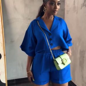 Cross-border European and American women's clothing new casual short-sleeved shorts fashion african suit amazon aliexpress two-piece set for women – Image 4