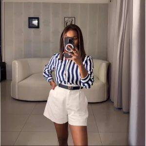 Women's Spring and Summer Casual Cargo Shorts High Waist Slim Versatile Three-Point Pants Amazon Now – Image 4