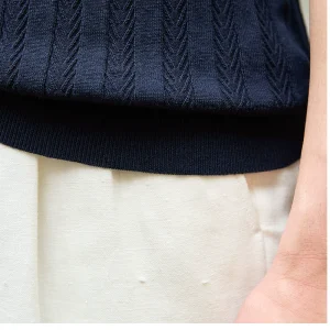 Mr. Lusan jacquard herringbone lapel polo shirt casual retro slim short sleeve knit versatile t-shirt men – Image 4