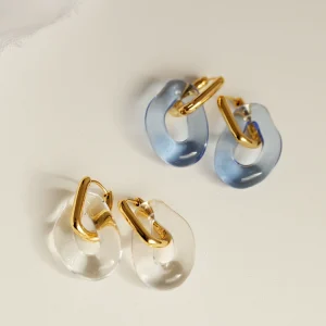 High-end, ultra-shiny, strong gloss, exclusive design, exaggerated transparent glass earrings, niche personality, glass stud earrings – Image 5