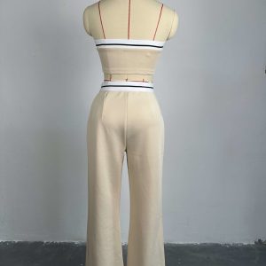 European and American foreign trade women's new hot girls wear sports vests, bandeau contrasting high-waisted wide-leg trousers, casual suits – Image 6