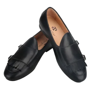 Italy, OEM reddish-brown cowhide, metal buckle, monk shoes, tassels, lazy loafers, men – Image 4
