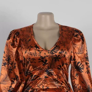 Sexy European print ruffled hip wrap dress – Image 3