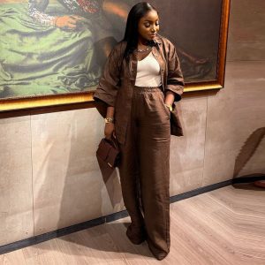 African suit women's shirt European and American summer casual foreign trade cross-border three-quarter sleeve top pants women's two-piece set – Image 4