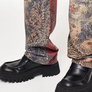 CWHAT High Street American 3D Printing Digital Printing Cashew Flower Trendy Brand Casual Loose BORO Straight Jeans – Image 4