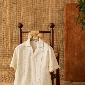 Mr. Lusan Cotton Loose Cut-out Knit Polo Shirt Men's Summer Short Sleeve Breathable Casual Breathable Pullover Top T – Image 4