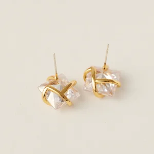 MのRUMI Super Flash Premium Niche Simple Geometric Square Stud Earrings Women's Small and Delicate Zircon Cold Wind Earrings – Image 5