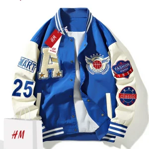 wear aesthetics, shopping malls, cabinet withdrawal, not the same American baseball jersey jacket men – Image 3