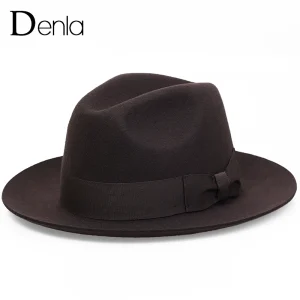 Denla British style woolen hat autumn and winter casual big brim men's retro felt hat fashion trend jazz hat – Image 5