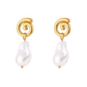 European and American ins fashionable, simple and light luxury stud earrings, women's made baroque pearl whirlwind earrings – Image 4
