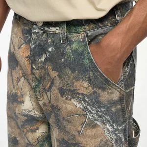CWHAT High Street Vintage Dead Leaf Leaf Camouflage Print Trendy Brand Loose Straight Leg Logging Denim Long Pants Men – Image 3