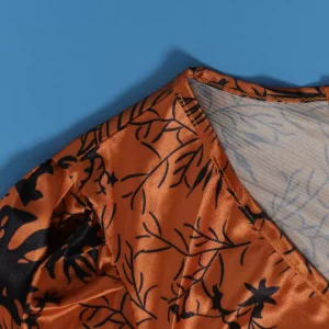 Sexy European print ruffled hip wrap dress – Image 5