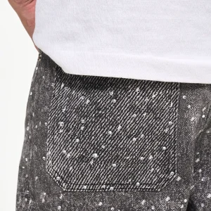 CWHAT retro AC style full of diamond print, hot diamond belt wash, distressed casual and relaxed trendy straight-leg jeans – Image 6