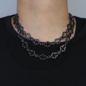 Hip Hop New Black Gold Black Stone Hollow Cross Necklace Hiphop Fashion Trend Men's Necklace Factory Direct – Image 3