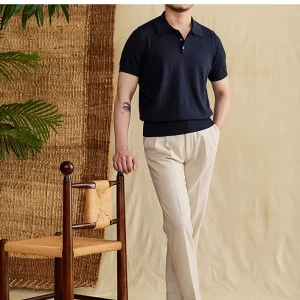 Mr. Lusan summer commuting short-sleeved polo shirt ramie + cotton breathable short gentleman versatile lapel T-shirt tide man – Image 7