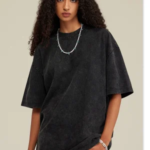CWHAT High Street 285g heavy wash batik crewneck casual loose trend short sleeve T-shirt American vintage TEE – Image 5