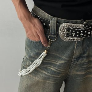European and American hip-hop niche winding pearl trouser chain high-end boys jeans accessories hip-hop fashion decorative waist chain – Image 4