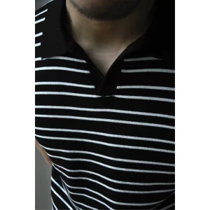 Chaimi Striped Polo Polo Shirt Cotton Men's Knitted Short Sleeve T-Shirt Summer Casual American Retro Ami Khaki – Image 6