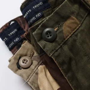 Hard cargo cargo heavyweight American style Ka Ji retro gauze camouflage shorts trend straight leg multi-pocket casual cropped pants – Image 3