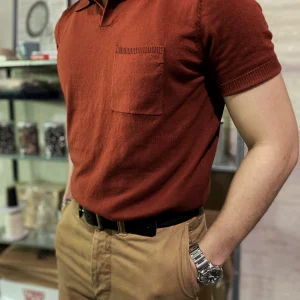 Chai Mi Italian Polo Polo shirt knit shirt American retro cotton knitted T-shirt Ami Kaji summer – Image 5