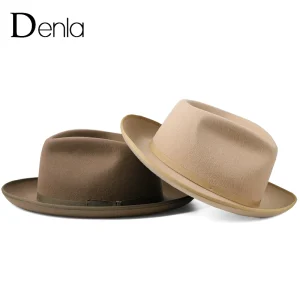 Denla's new street youth top hat men's big brim british van ka style fashion wool tweed gentleman's hat – Image 3