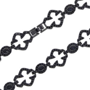 Hip Hop New Black Gold Black Stone Hollow Cross Necklace Hiphop Fashion Trend Men's Necklace Factory Direct – Image 5