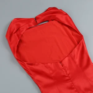 New Red Halterneck V-Neck Sexy Open Back Casual Long Skirt Evening Dress Toast Dress Dress Party Wedding – Image 5