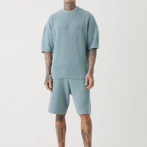 European and American cross-border 2025 new hot selling casual men's suits, loose round neck short sleeve shorts, trendy men's suits – Image 3