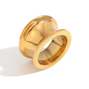European and American fashion niche design popular glossy rings, stainless steel, 18K gold plating, casting hook groove earrings, women – Image 5