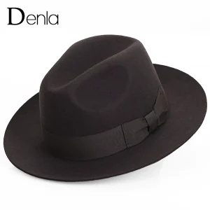 Denla British style woolen hat autumn and winter casual big brim men's retro felt hat fashion trend jazz hat – Image 3