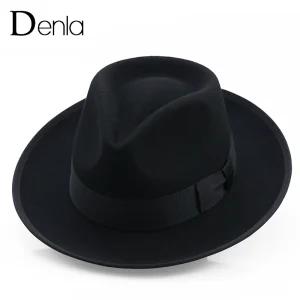 Denla British style woolen hat autumn and winter casual big brim men's retro felt hat fashion trend jazz hat – Image 3