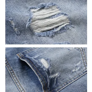WHAT HIGH STREET RIPPED VIBE BEGGAR FRAYED VINTAGE CASUAL LOOSE SUMMER WASH RUIN DENIM SHORTS – Image 5