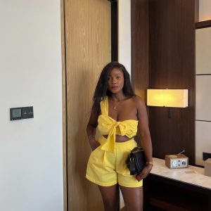 Cross-border foreign trade bandeau bow suspenders high waist shorts summer two-piece set africa european and american plus size suit women – Image 3