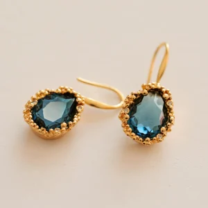 Translucent and brilliant sapphire earrings, original design jewelry, high-end sense of light luxury design, lens earrings for women – Image 6