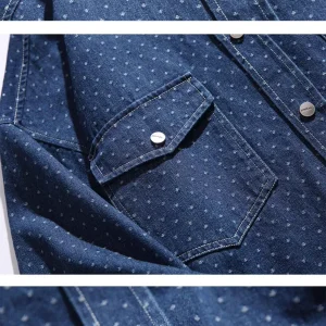 PLAY HEITY Official Shirt for Men and Women Trendy Denim Jacquard Comfortable Unisex Simple Couple Long Sleeve Shirt – Image 5
