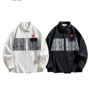 PLAY HEITY Official Shirt Men's Spring/Autumn High Quality Bread Gingerquard Shirt Worn with Trendy Brand Long Sleeves – Image 3