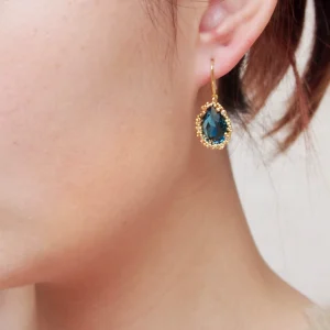 Translucent and brilliant sapphire earrings, original design jewelry, high-end sense of light luxury design, lens earrings for women – Image 5